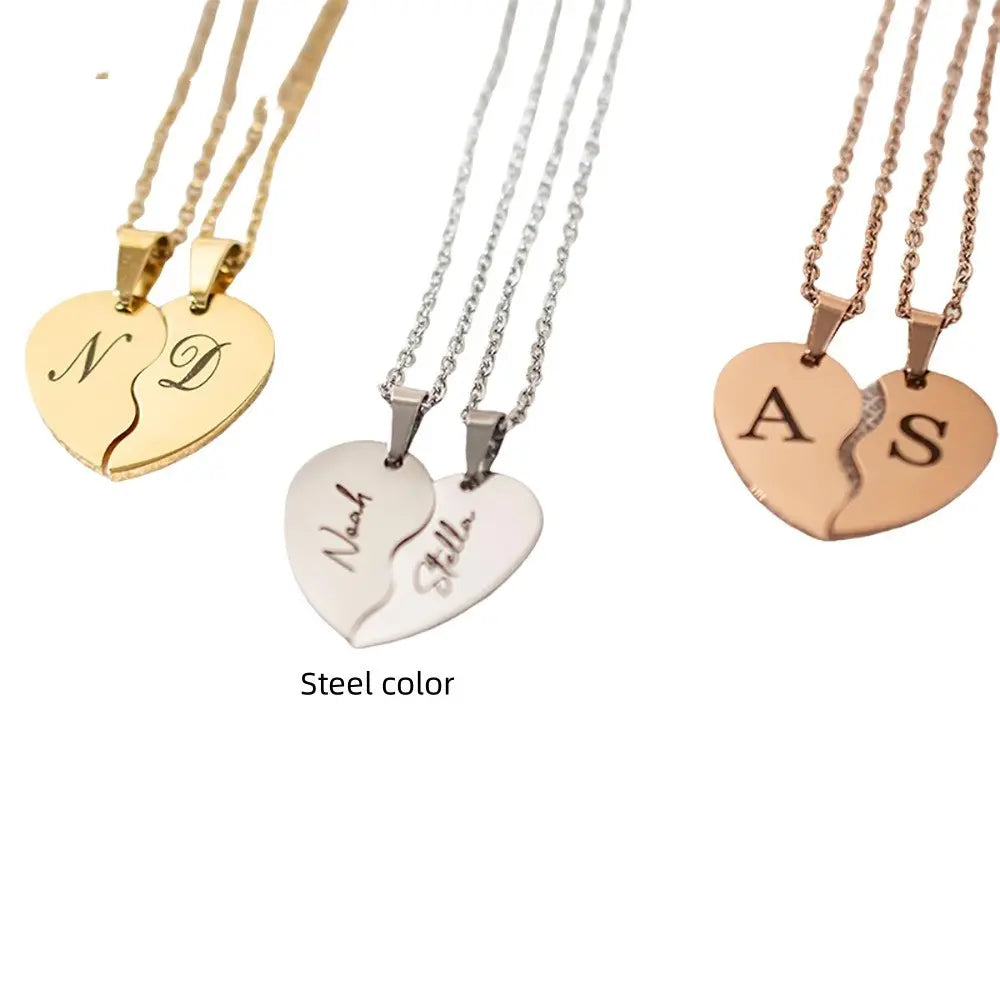 Two-Part Heart Necklace with Engraving