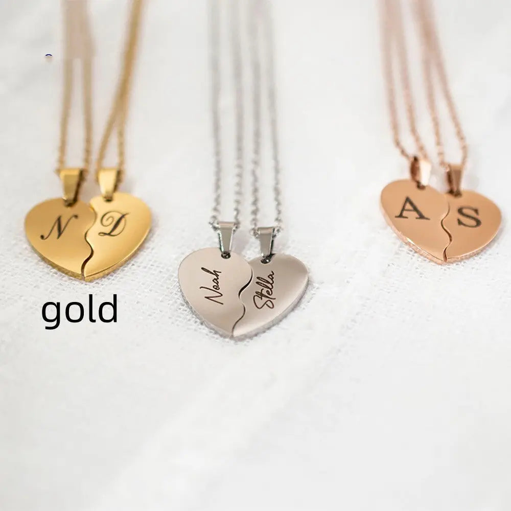 Two-Part Heart Necklace with Engraving
