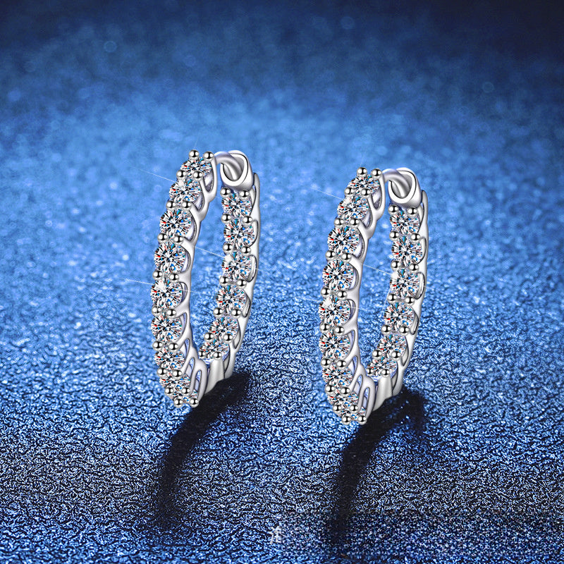 Earrings Luxury Moissanite Hoop Earrings Sterling Silver Full Pave Setting Statement Jewelry