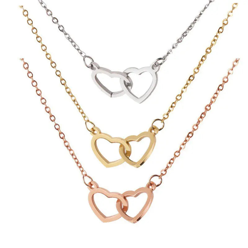 Double Heart Named Necklace