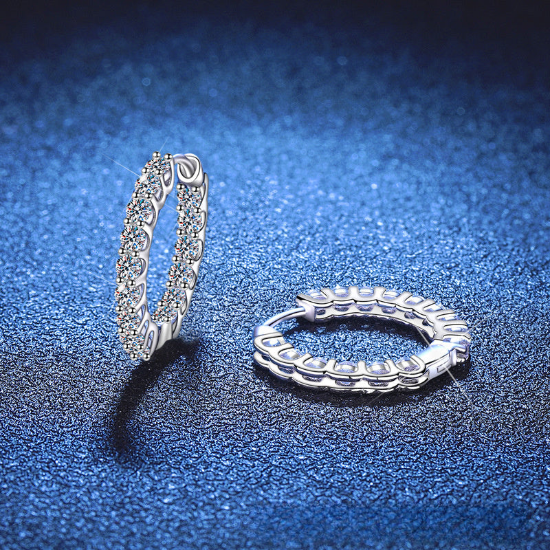 Earrings Luxury Moissanite Hoop Earrings Sterling Silver Full Pave Setting Statement Jewelry