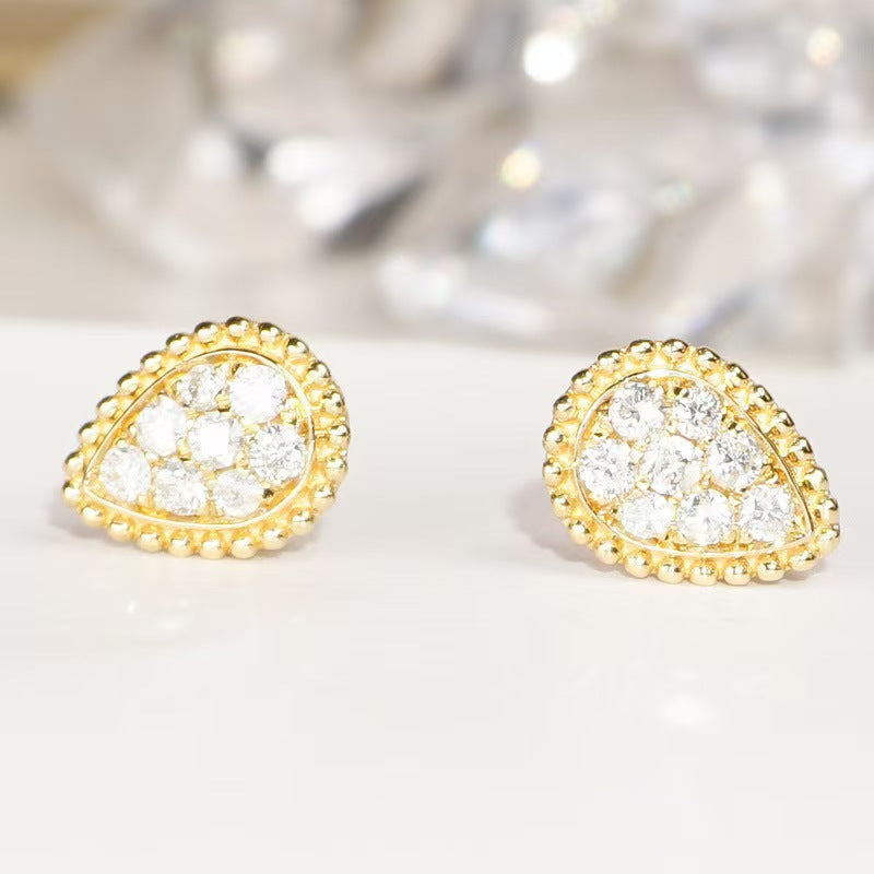 Earrings - Minimalist 925 Sterling Silver Moissanite Teardrop Stud Earrings with 18K Gold Plating