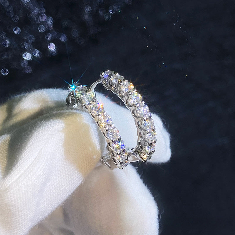 Earrings Luxury Moissanite Hoop Earrings Sterling Silver Full Pave Setting Statement Jewelry