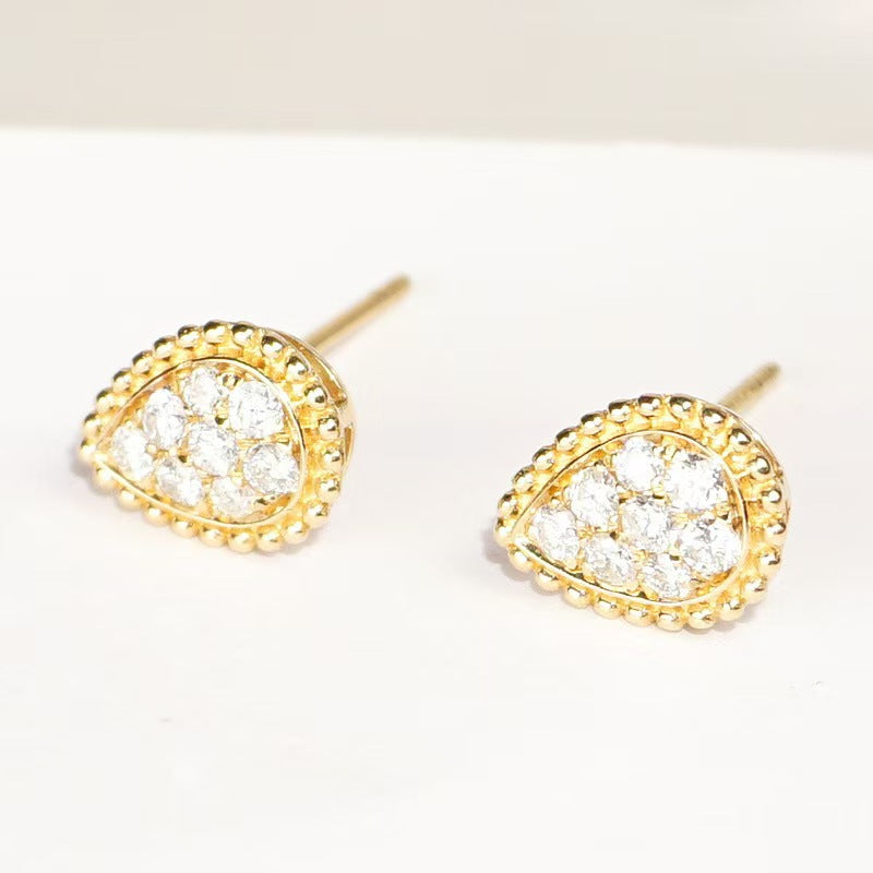 Earrings - Minimalist 925 Sterling Silver Moissanite Teardrop Stud Earrings with 18K Gold Plating
