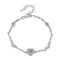 Bracelet Sterling Silver Heart Moissanite Chain Bracelet with D Color Stone
