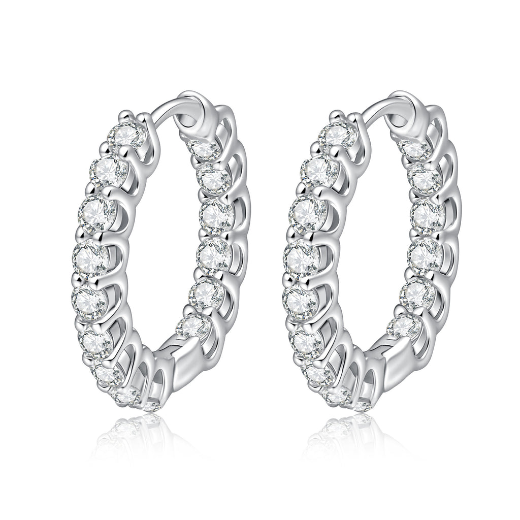 Earrings Luxury Moissanite Hoop Earrings Sterling Silver Full Pave Setting Statement Jewelry