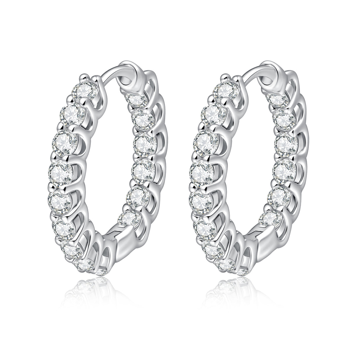 Earrings Luxury Moissanite Hoop Earrings Sterling Silver Full Pave Setting Statement Jewelry