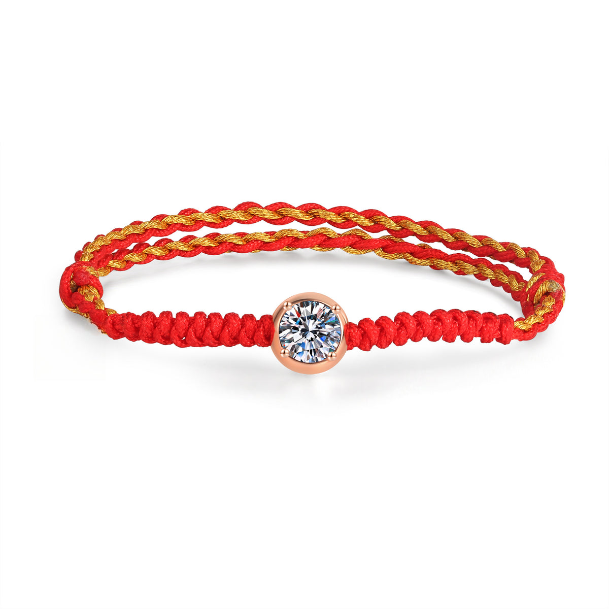 Bracelet Moissanite Red Rope Sterling Silver Adjustable Lucky Charm Bracelet with Brilliant Cut Stone