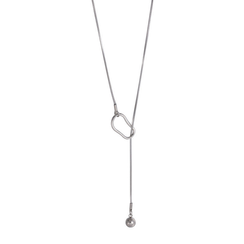 Geometric Style Solid Metal White Gold 925 Sterling Silver Snake Chain Necklace