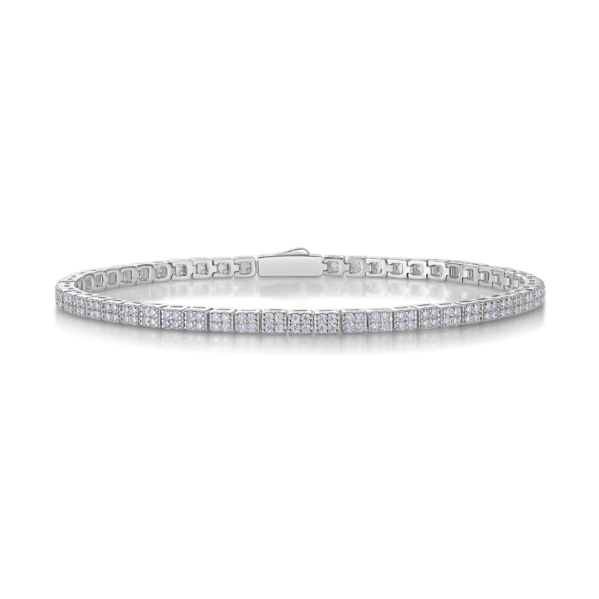 Geometric Square Link Moissanite  925 Sterling Silver Tennis Bracelet