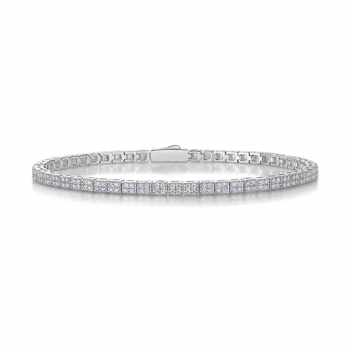 Geometric Square Link Moissanite  925 Sterling Silver Tennis Bracelet