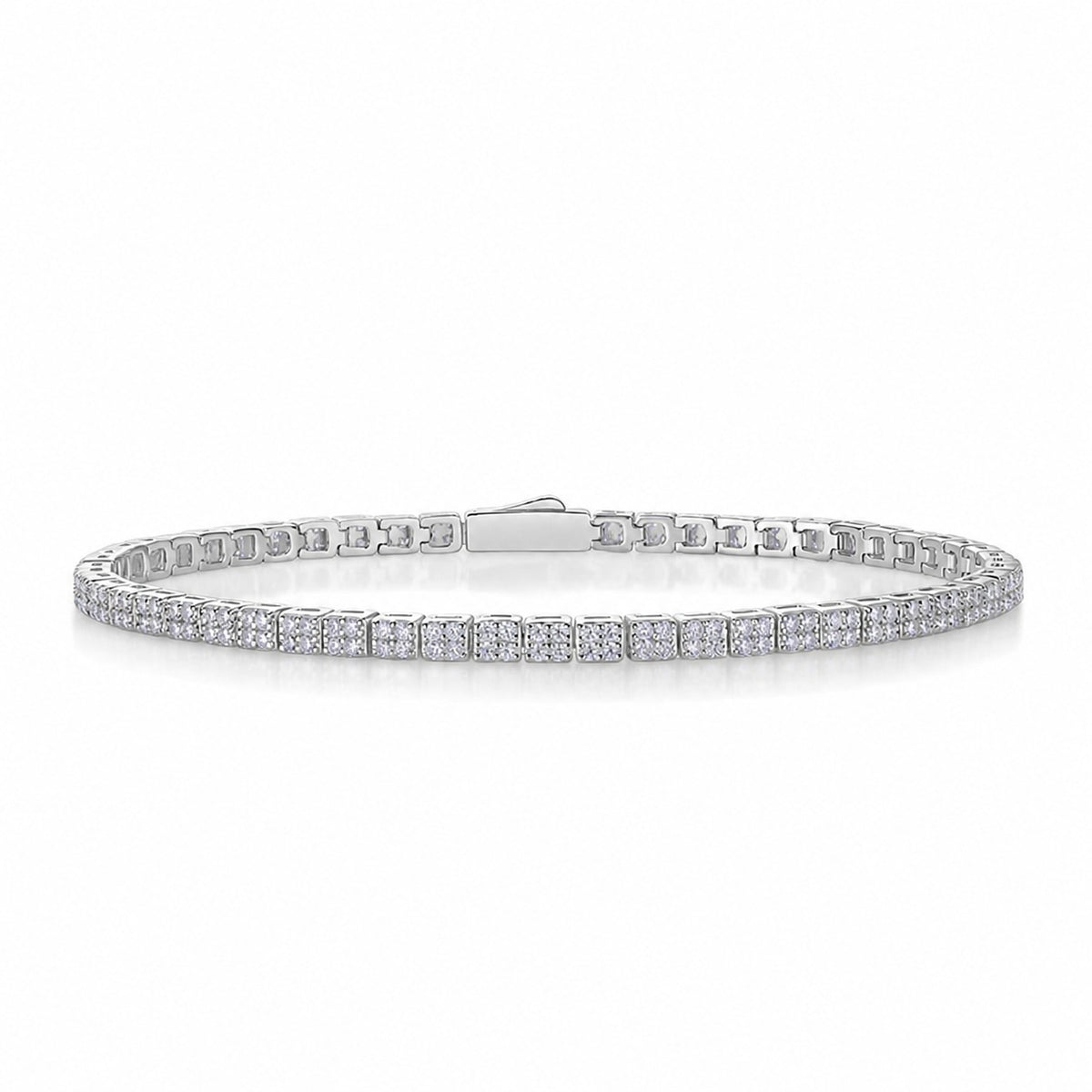 Geometric Square Link Moissanite  925 Sterling Silver Tennis Bracelet