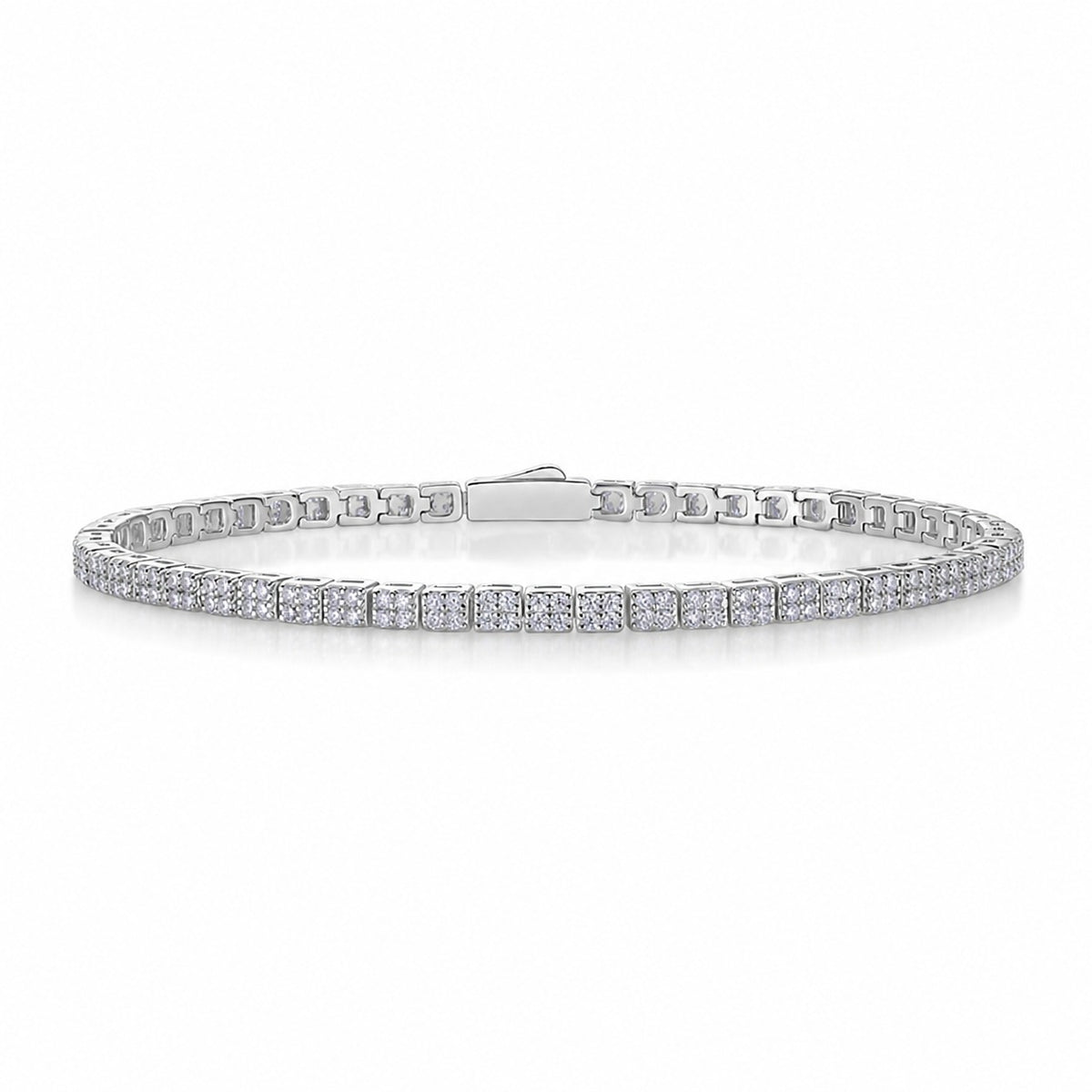 Geometric Square Link Moissanite  925 Sterling Silver Tennis Bracelet