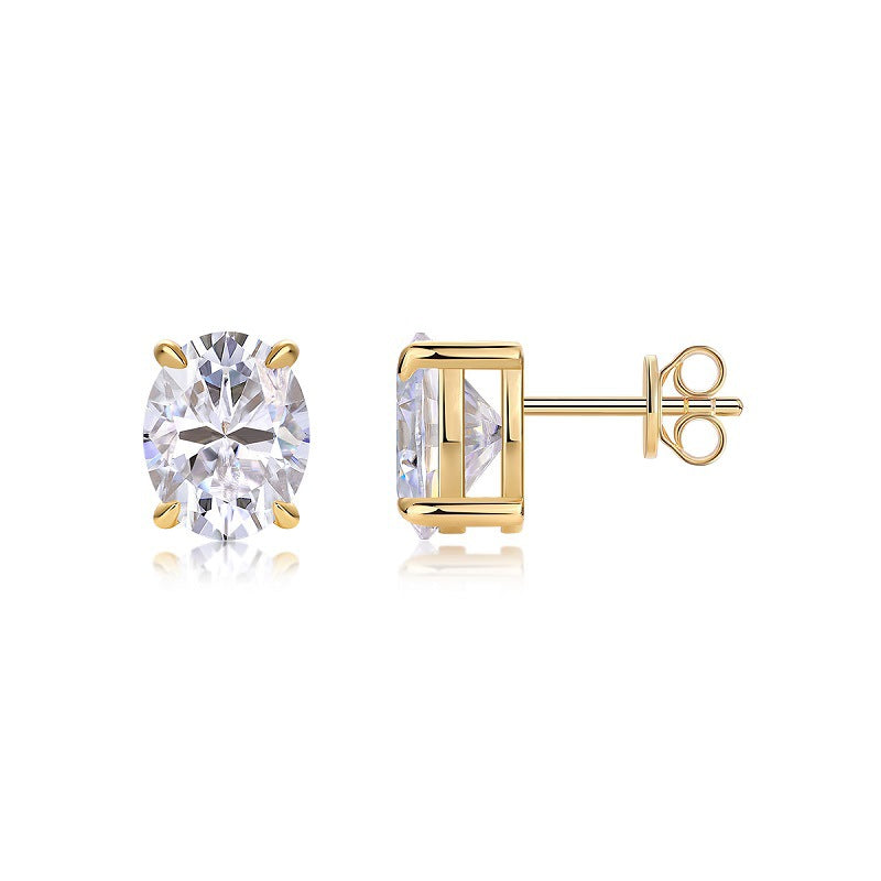 Elegant Geometric Moissanite 18K Gold Plated 925 Sterling Silver Stud Earrings