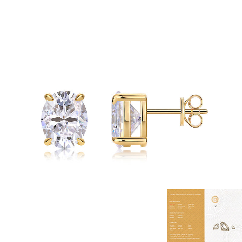 Elegant Geometric Moissanite 18K Gold Plated 925 Sterling Silver Stud Earrings
