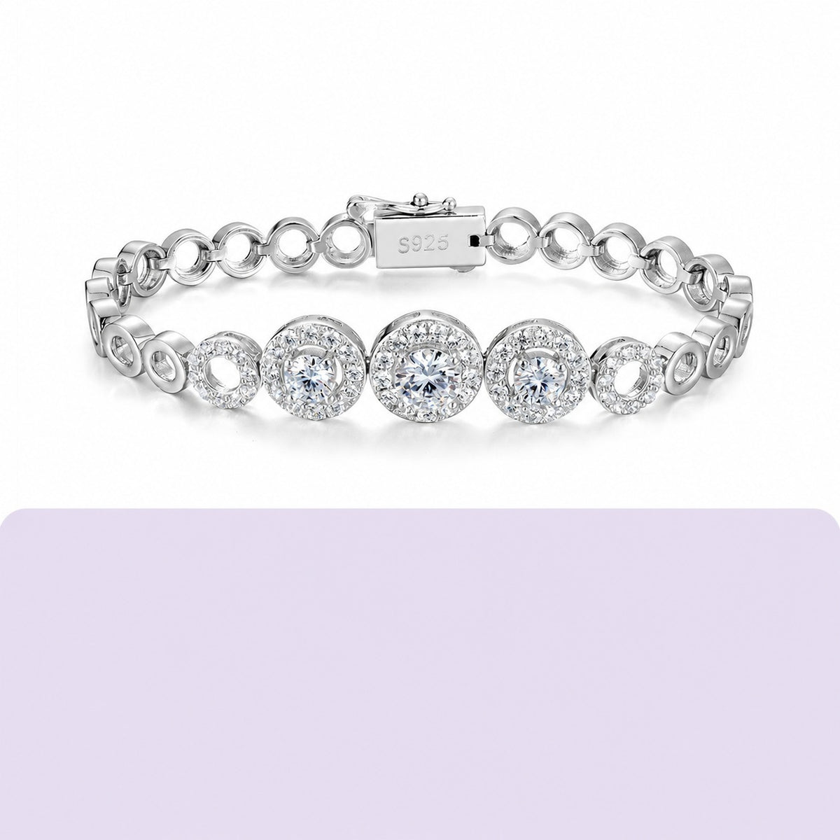 Mossanite Openwork Circle Bracelet for Women Unique Design 925 Sterling Silver Bracelet