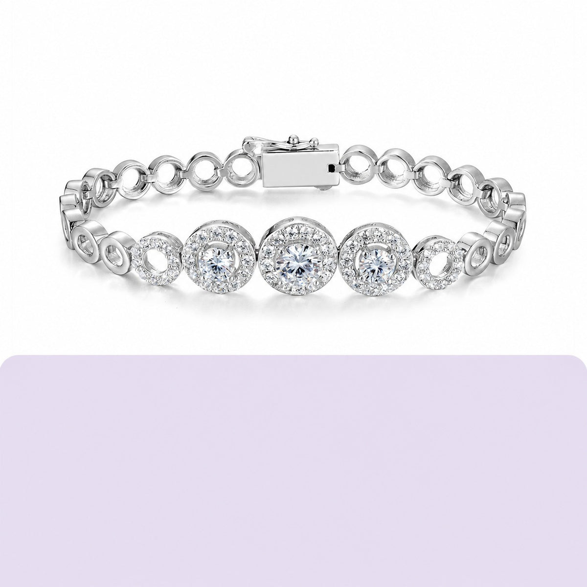Mossanite Openwork Circle Bracelet for Women Unique Design 925 Sterling Silver Bracelet