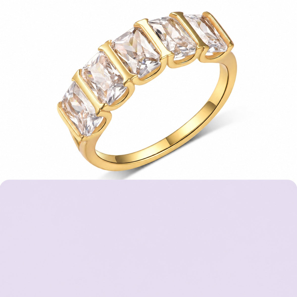 Five Stone Geometric Moissanite 925 Sterling Silver Rectangular Ring