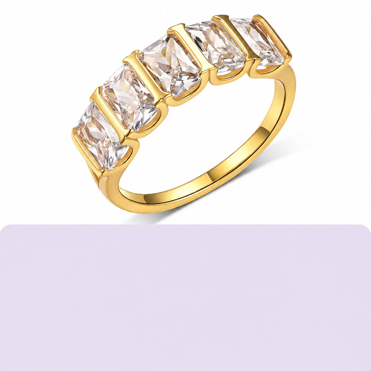 Five Stone Geometric Moissanite 925 Sterling Silver Rectangular Ring