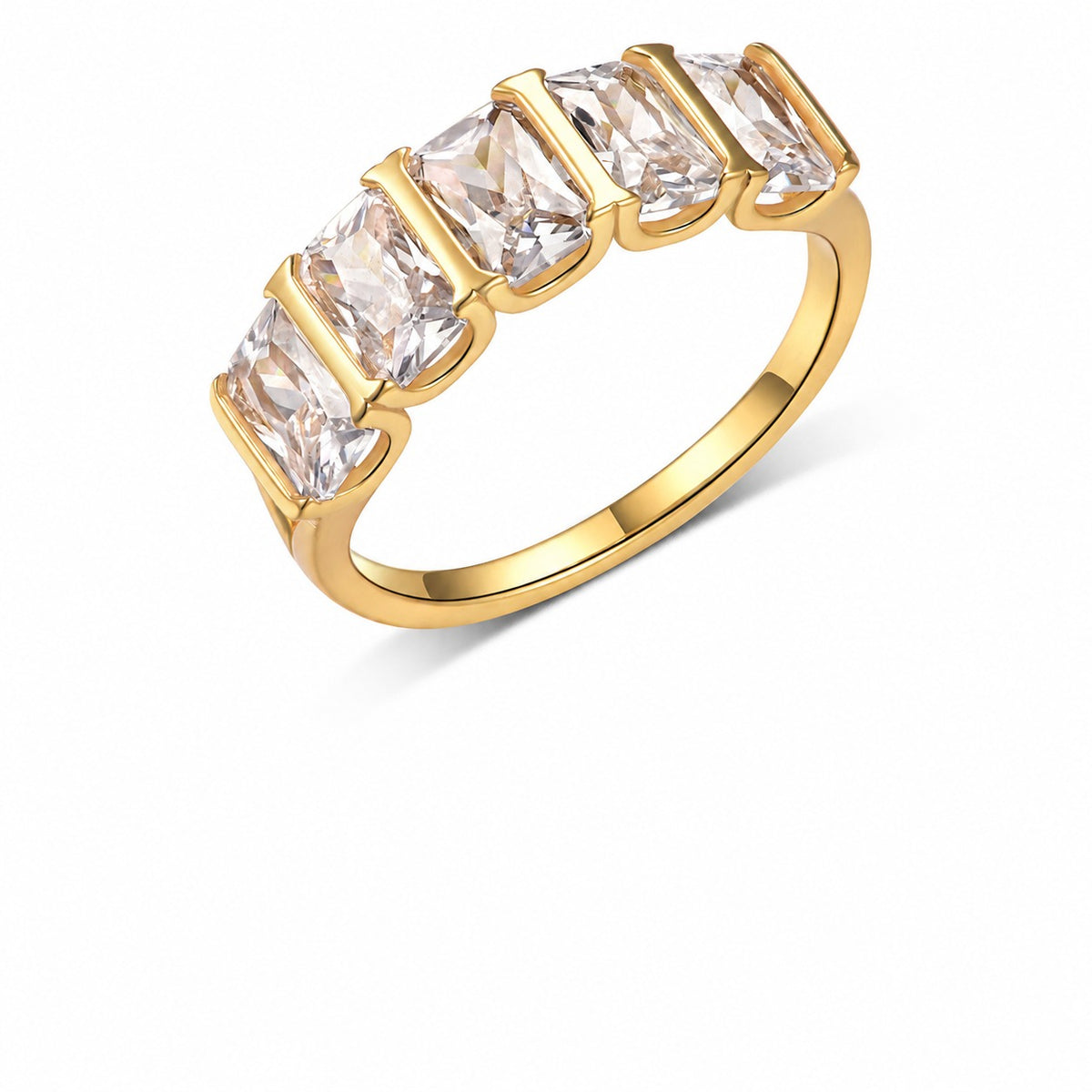 Five Stone Geometric Moissanite 925 Sterling Silver Rectangular Ring