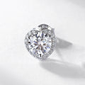 Heart Halo Moissanite Stud Earrings White Gold Color S925 Sterling Silver Round 1 Carat Center Stone Elegant Fashion Jewelry for Women Wedding Party Anniversary Gift