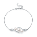 Freshwater Pearl Infinity Pave Bracelet in 925 Sterling Silver