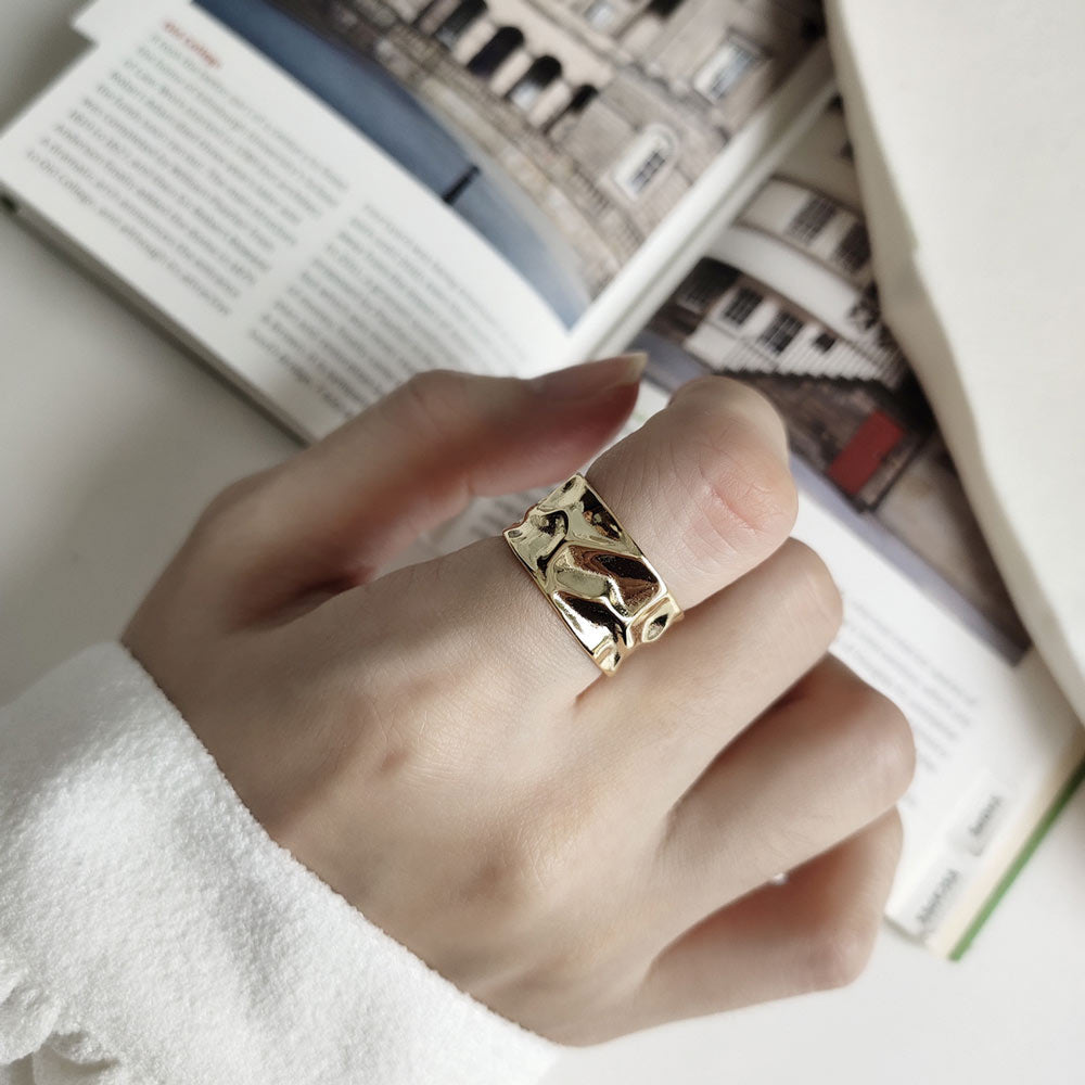 Irregular Let It Be Wide 925 Sterling Silver Adjustable Ring