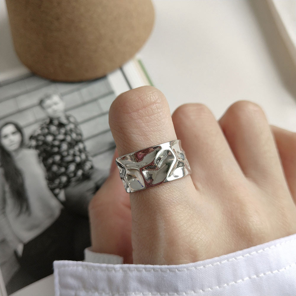 Irregular Let It Be Wide 925 Sterling Silver Adjustable Ring