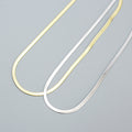 Minimalist Flat Herringbone Snake Chain Pure Metal 925 Sterling Silver Choker Necklace