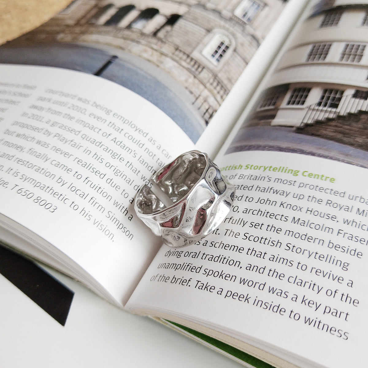 Irregular Let It Be Wide 925 Sterling Silver Adjustable Ring